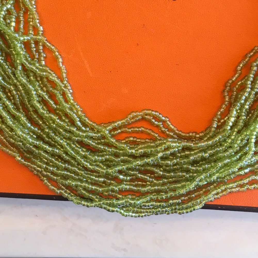 Multi Strand Green Beads Necklace-SOLD - Picture 2 of 7